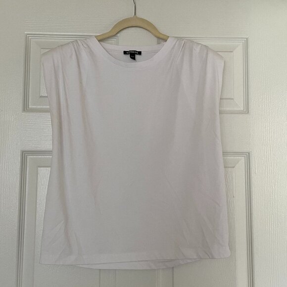 Express Crew Neck Padded Shoulder Muscle Tee in White (Size M) - Picture 2 of 4